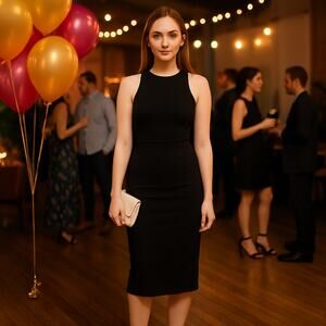 High Neck Dress Open Back Black